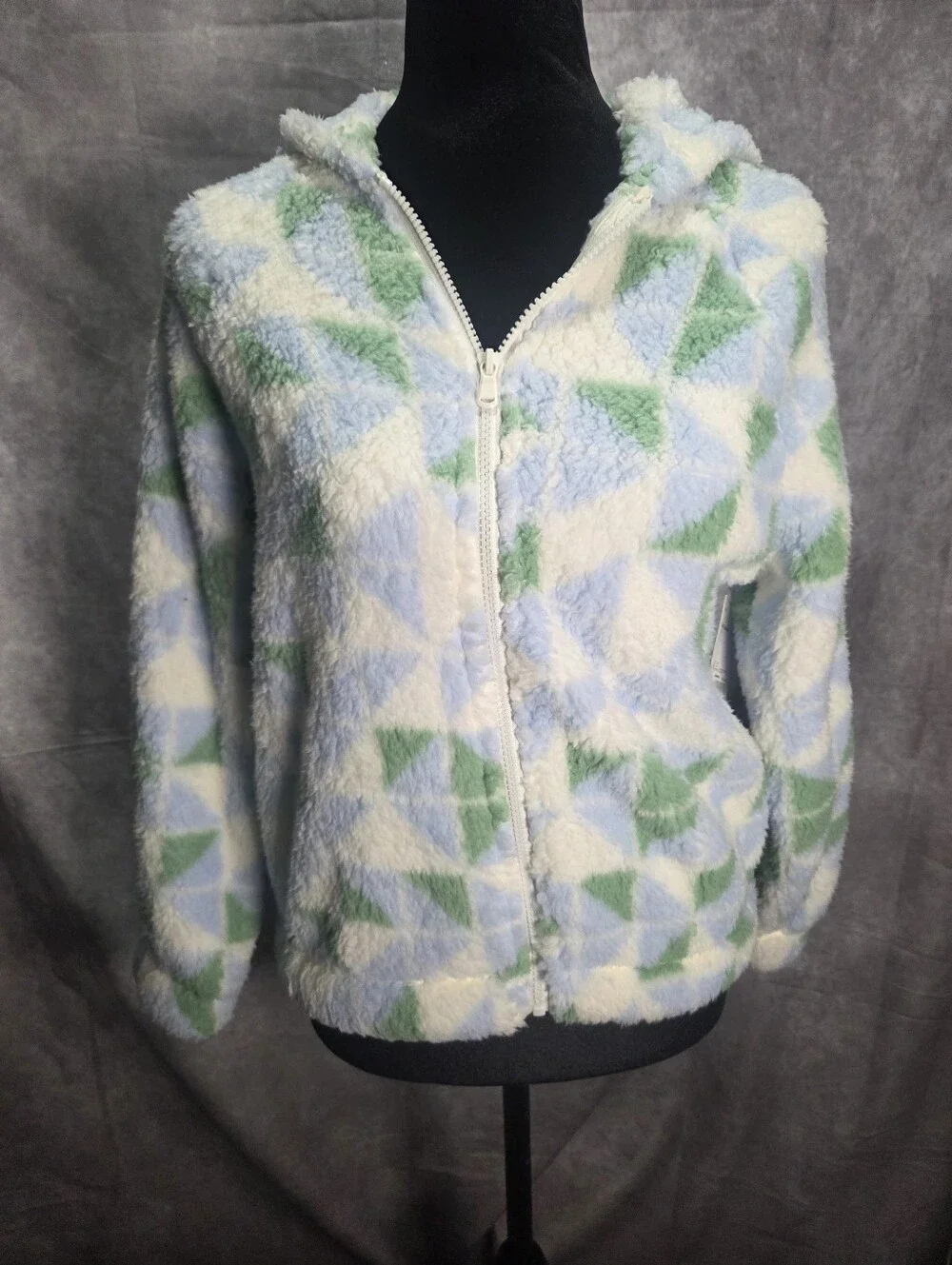 tek gear Cream, Light Blue & Green Sherpa Zip Hoodie
